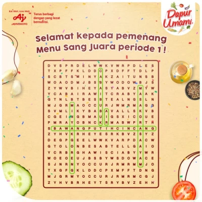 Selamat Para Pemenang Menu Sang Juara Vol. 1!